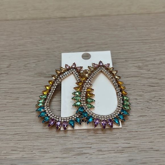 Express Rainbow Ombré Rhinestone Teardrop Earrings | Brand New With Tags - Picture 5 of 9
